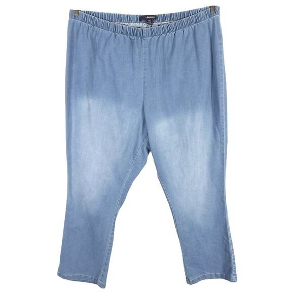 Denim‎ 24 7 Roamans Plus Size 30WP Jeans Dip Dye Straight Pull On Elastic 1205 - Picture 1 of 8